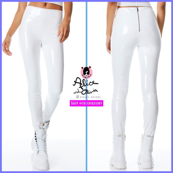 Alice + Olivia Pants - Alice + Olivia Maddox Vegan Leather Off White Skinny Legging Pant